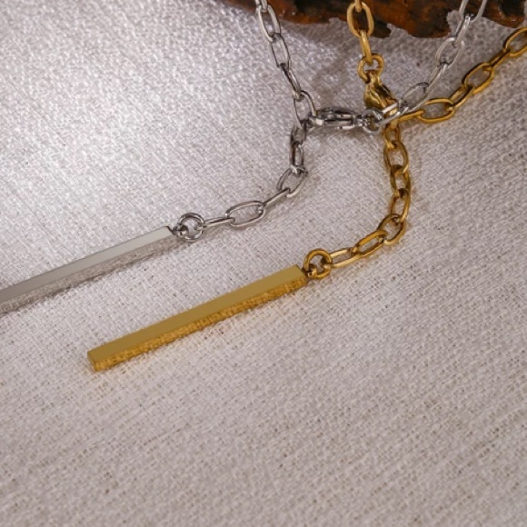 18K gold plated double layered necklace - Picture 4 of 6